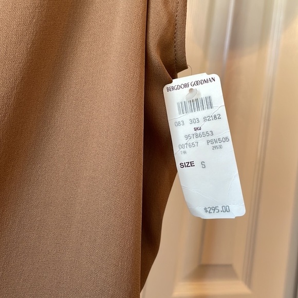 NWT Helmut Lang Asymmetrical Sleeve Silk Blouse in Camel sz S - Picture 13 of 15